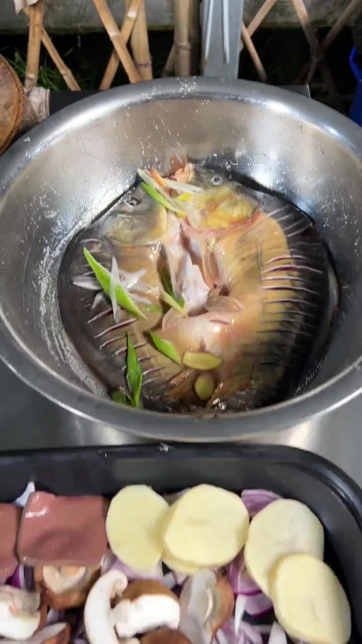 无甲鲤鱼做的烤鱼……麻辣鲜香!