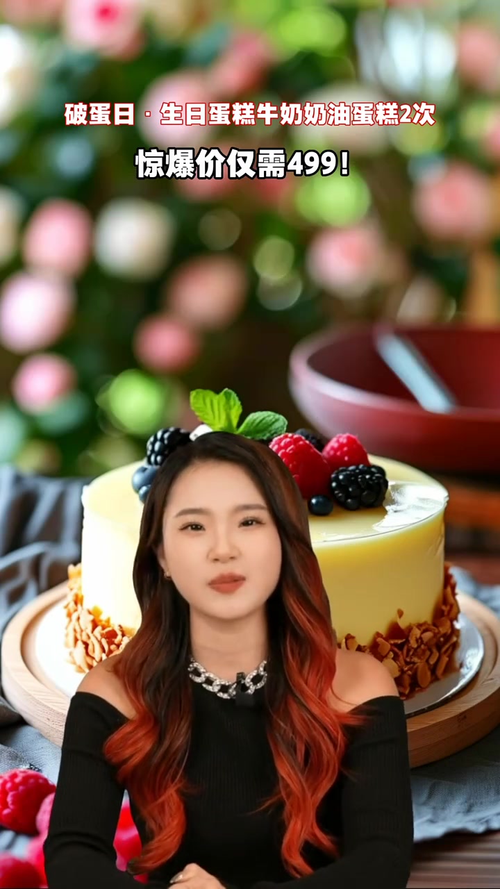 破蛋日·生日蛋糕牛奶奶油5次卡,100%动物奶油,健康美味,限时低价抢购!