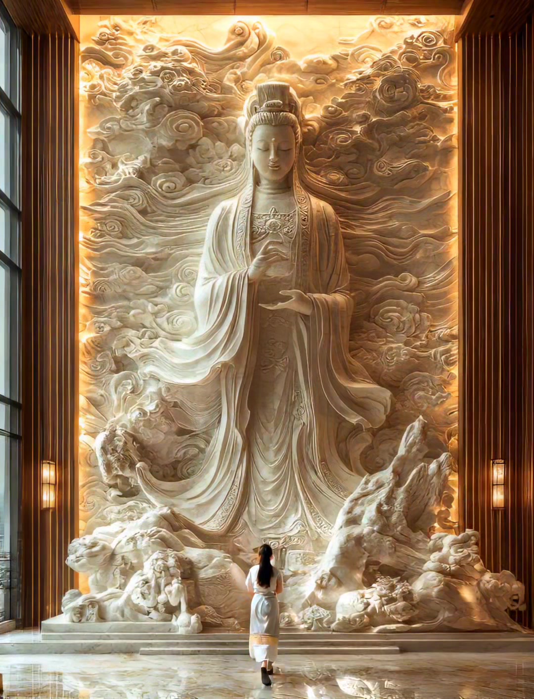 酒店大堂背景墙浮雕壁画