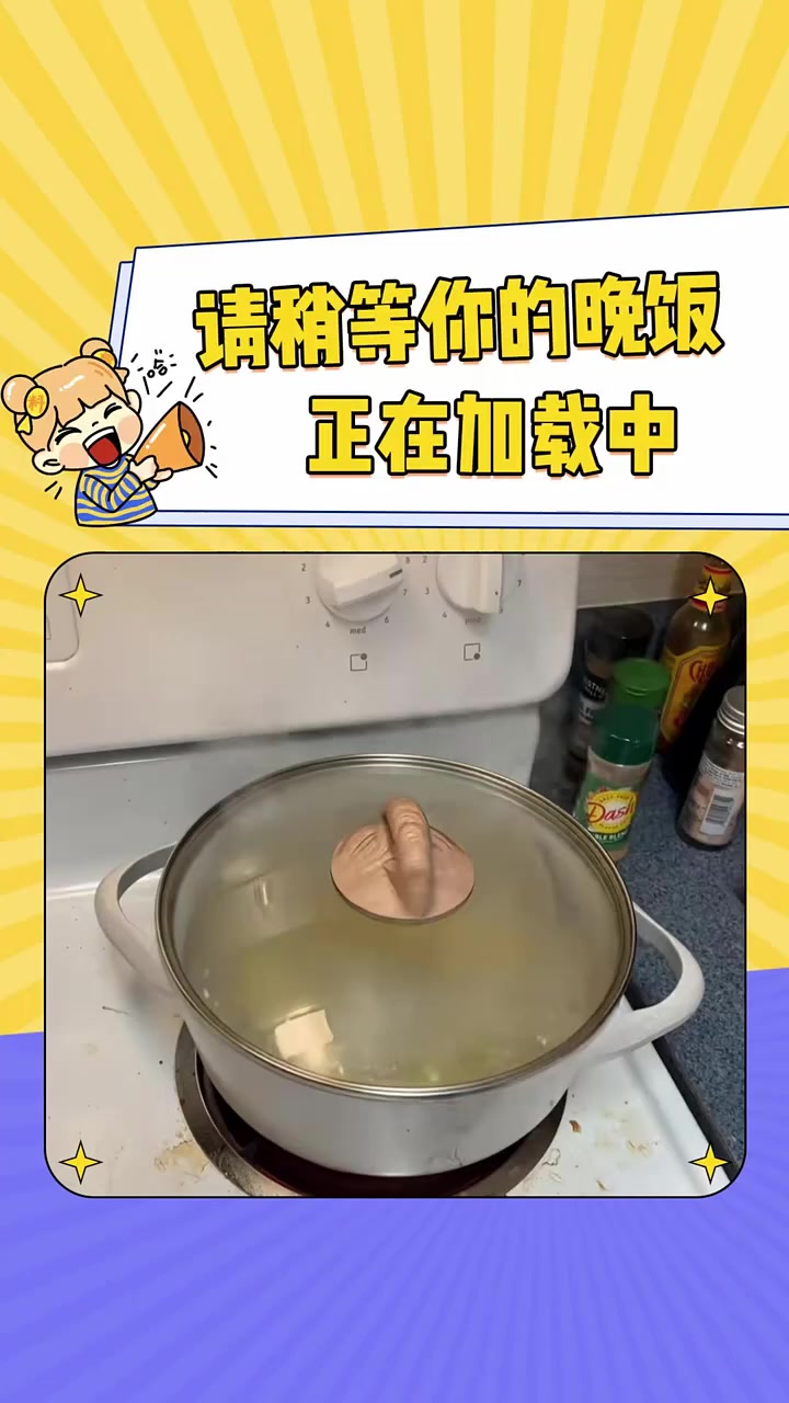 请稍等你的晚饭正在加载中,不要着急慌张 锅盖 做饭 娱你安利