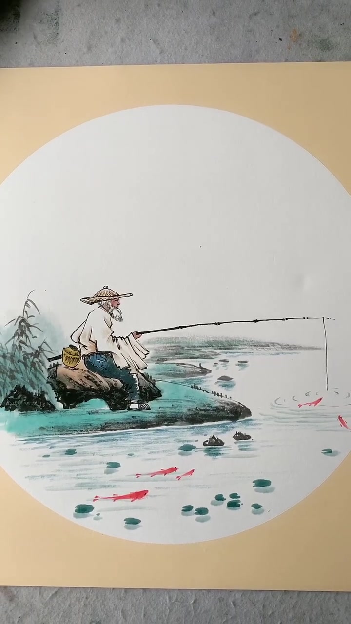 教你如何画钓鱼翁