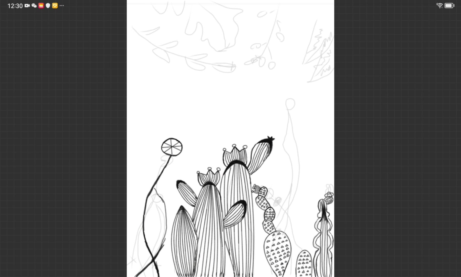 黑白装饰画—仙人掌