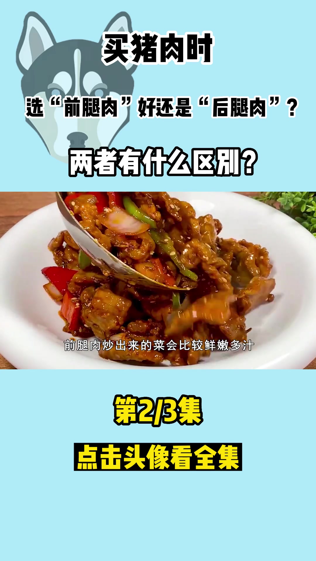 买猪肉时,选“前腿肉”好还是“后腿肉”?两者有什么区别?