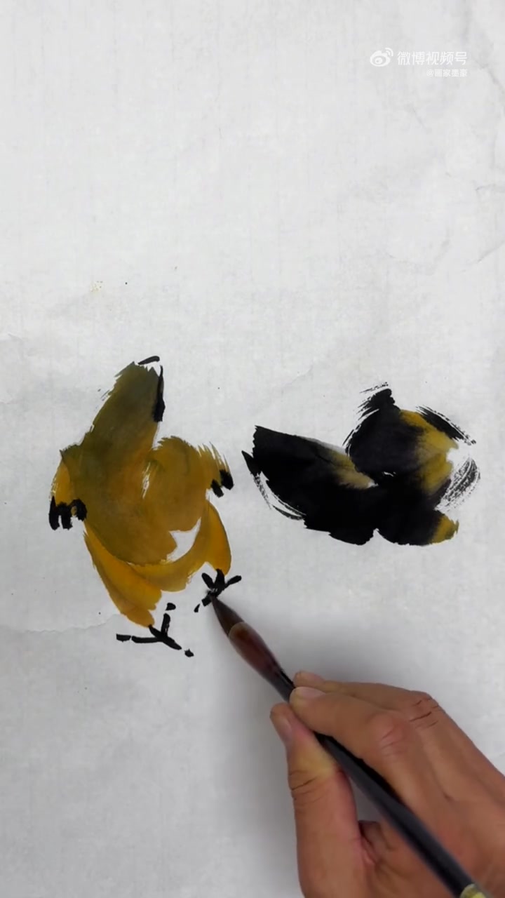 写意小鸡画法～墨豪