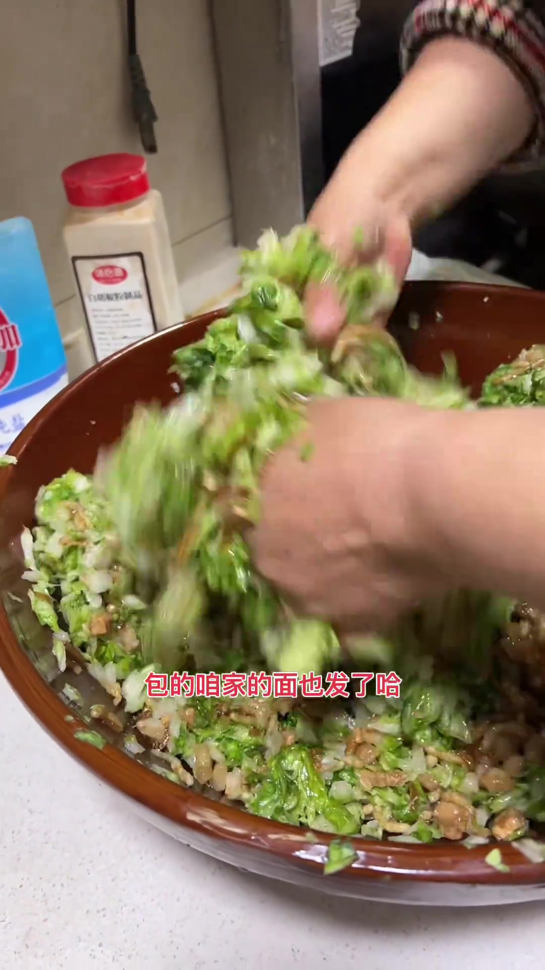 今天吃白菜大肉包我能吃四个香的很,一口一块肉,真好吃农村美食记录真实生活爱生活爱美食白菜肉