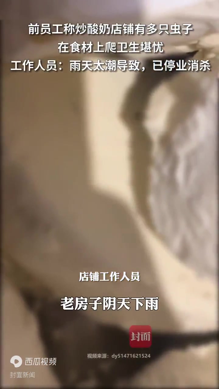 拍客|前员工称炒酸奶店食材区出现多只虫子 工作人员:雨天太潮导致,已停业消杀