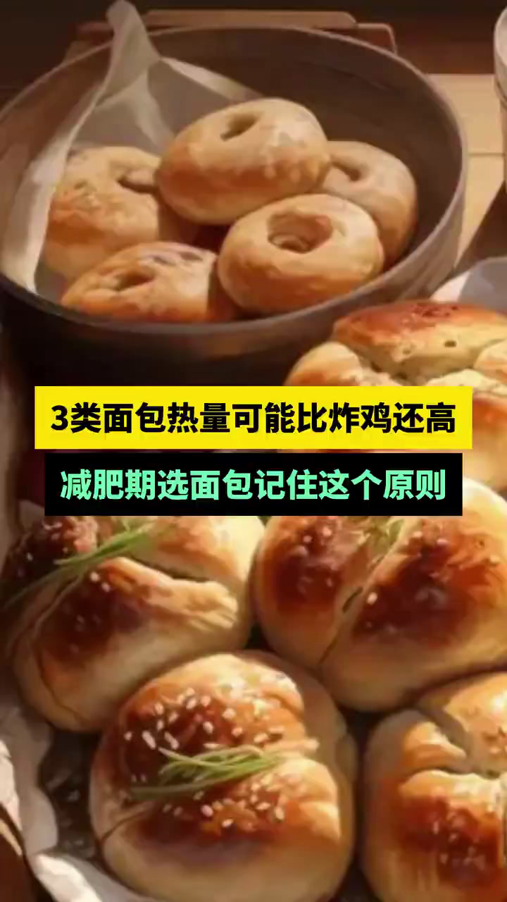 一般来说,面包的配料越丰富、口味口感越花哨,热量也就越高。3类面包是隐藏的热量刺客,减肥人
