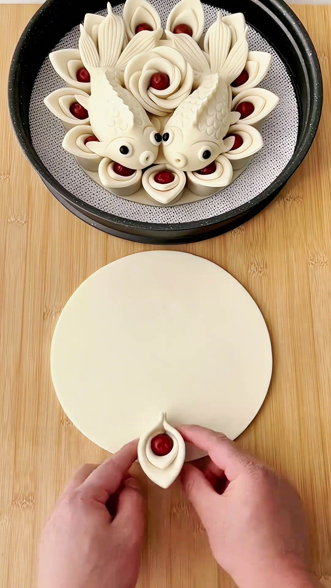 花开富贵,年年有鱼花式面点蒸蒸日上手工馒头枣花馒头蒸花馍