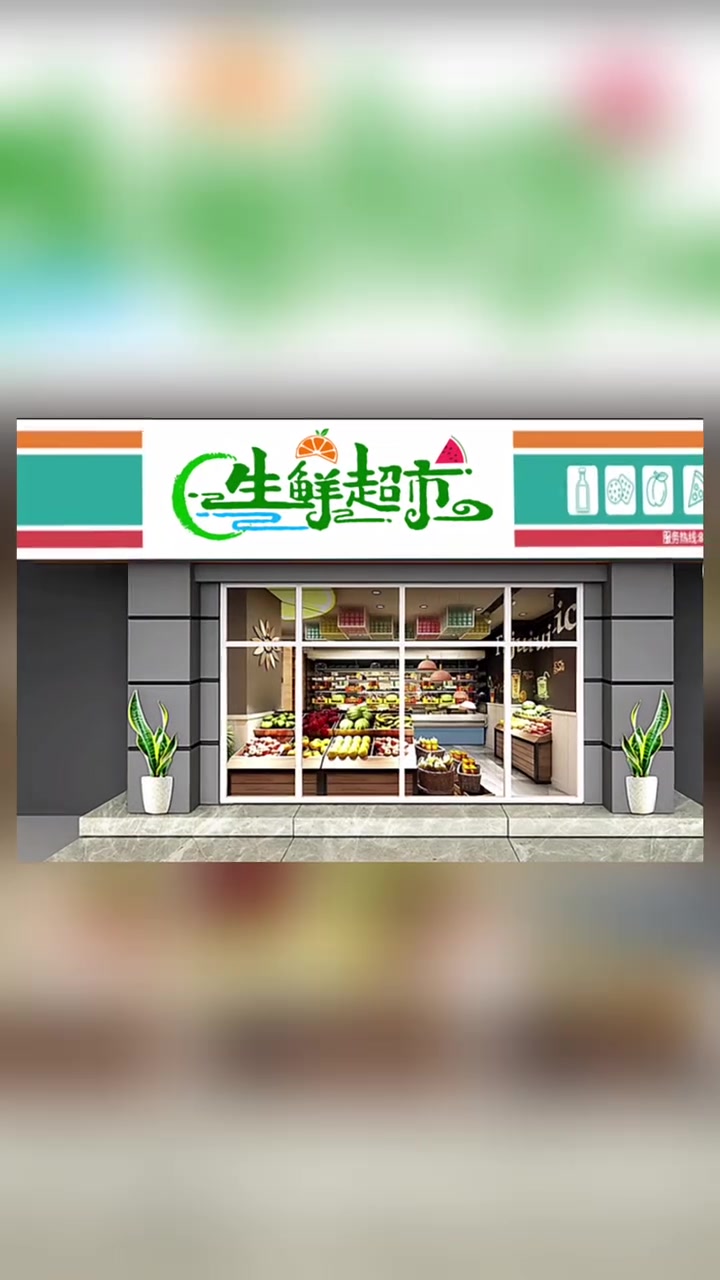 生鲜超市门头设计,生鲜超市招牌设计,生鲜超市logo设计