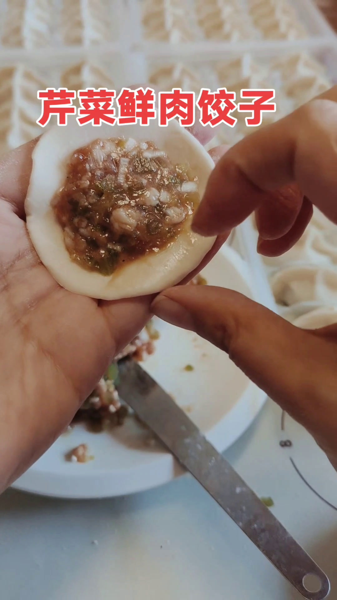 芹菜鲜肉饺子的包法