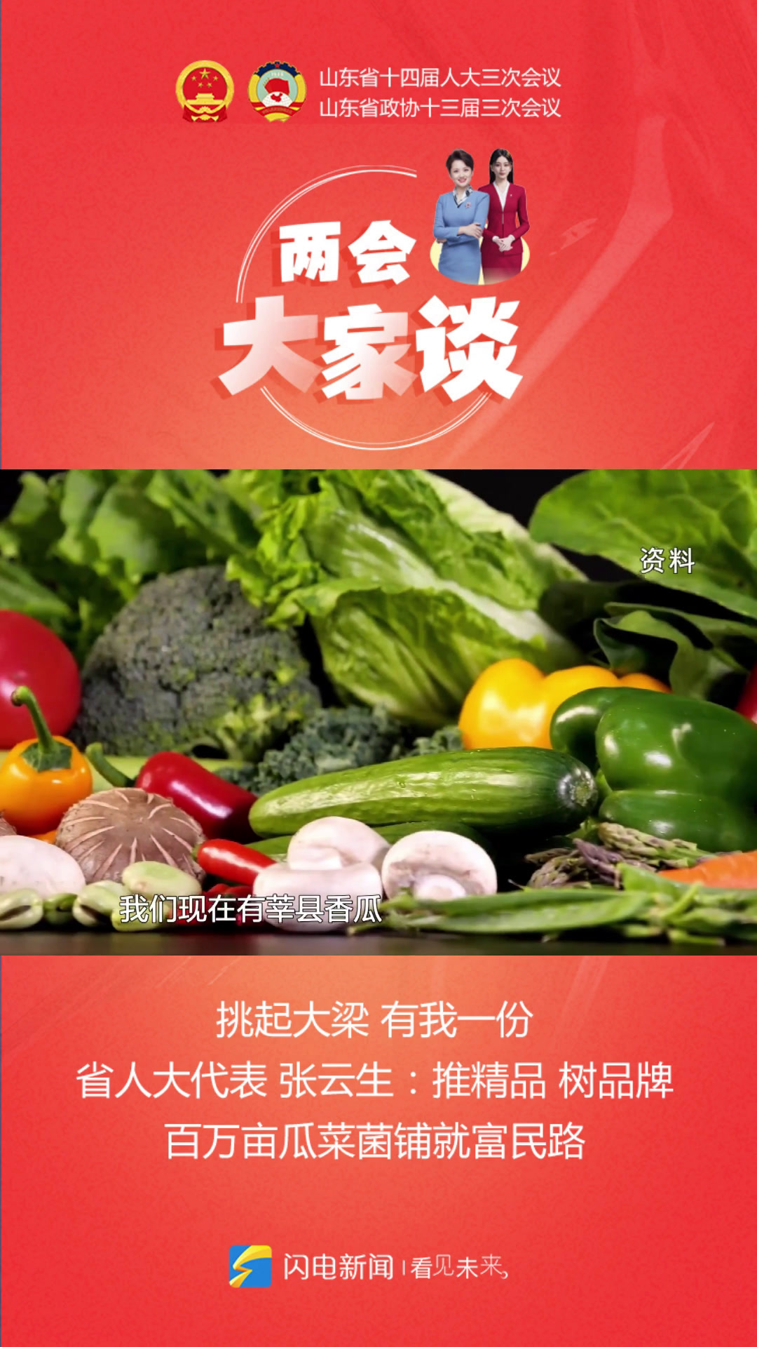 「挑起大梁走在前·两会大家谈」省人大代表张云生:推精品 树品牌 百万亩瓜菜菌铺就富民路