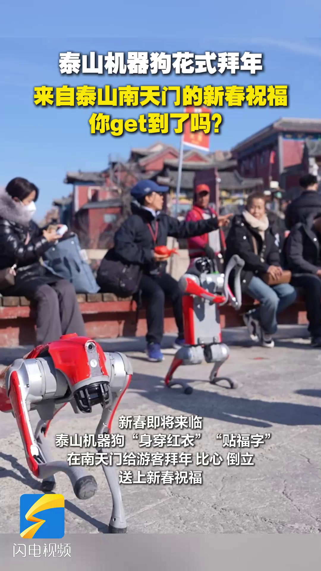 泰山机器狗花式拜年 来自泰山南天门的新春祝福你get到了吗?