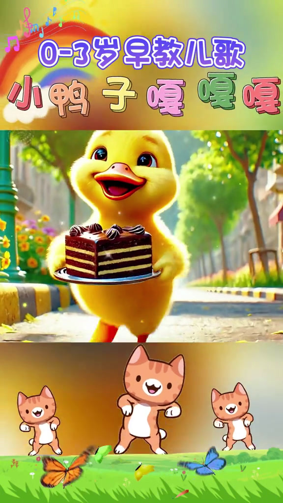 0到3岁早教儿歌100首连续播放《小鸭子嘎嘎嘎》小鸭子嘎嘎嘎扁扁的小嘴巴每天跟着鸭妈妈在水