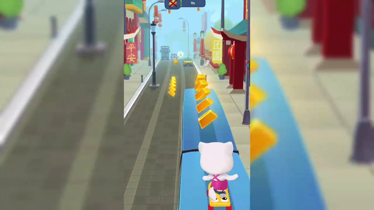 汤姆猫跑酷|安吉拉小白猫击飞浣熊战车找回钻石
