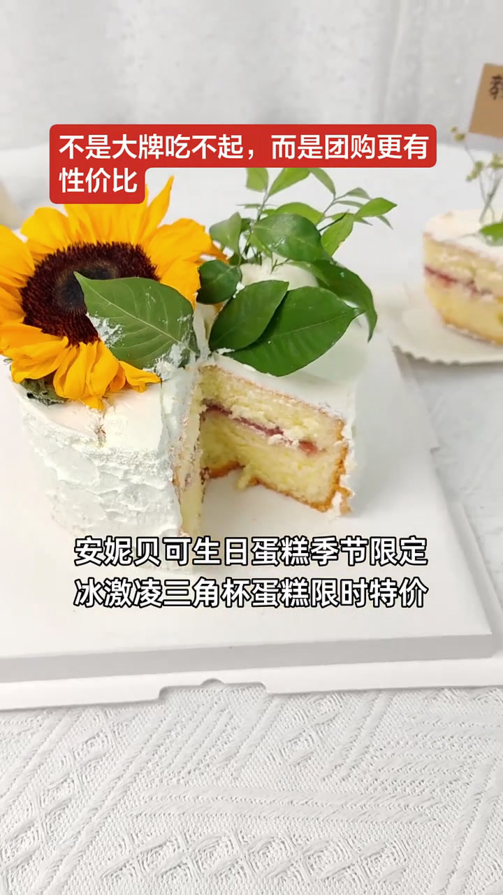 安妮贝可生日蛋糕季节限定冰激凌三角杯蛋糕,新鲜原料,仅需八十多元!