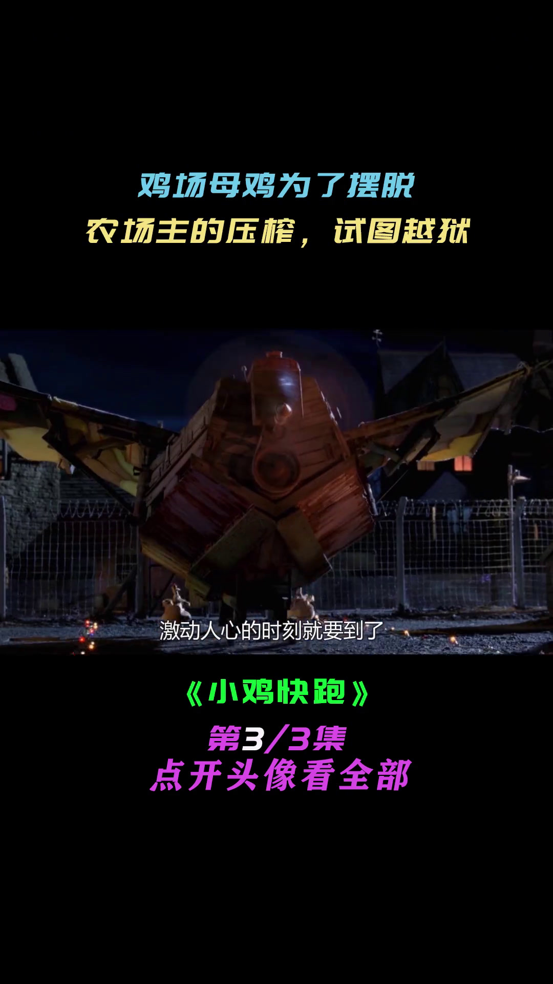 一群渴望自由的母鸡,为了摆脱被吃掉的命运,竟学会了制造飞机