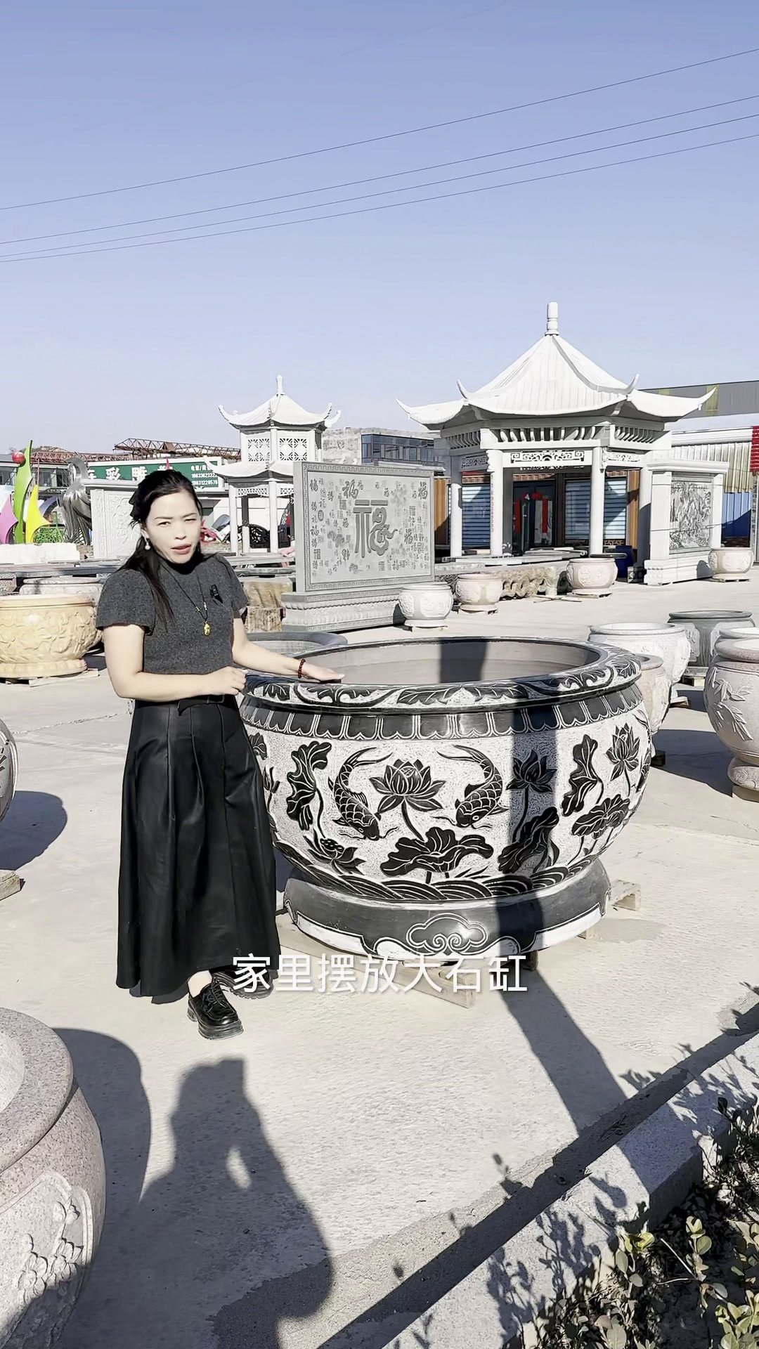 青石鱼缸花盆荷花缸门海大缸