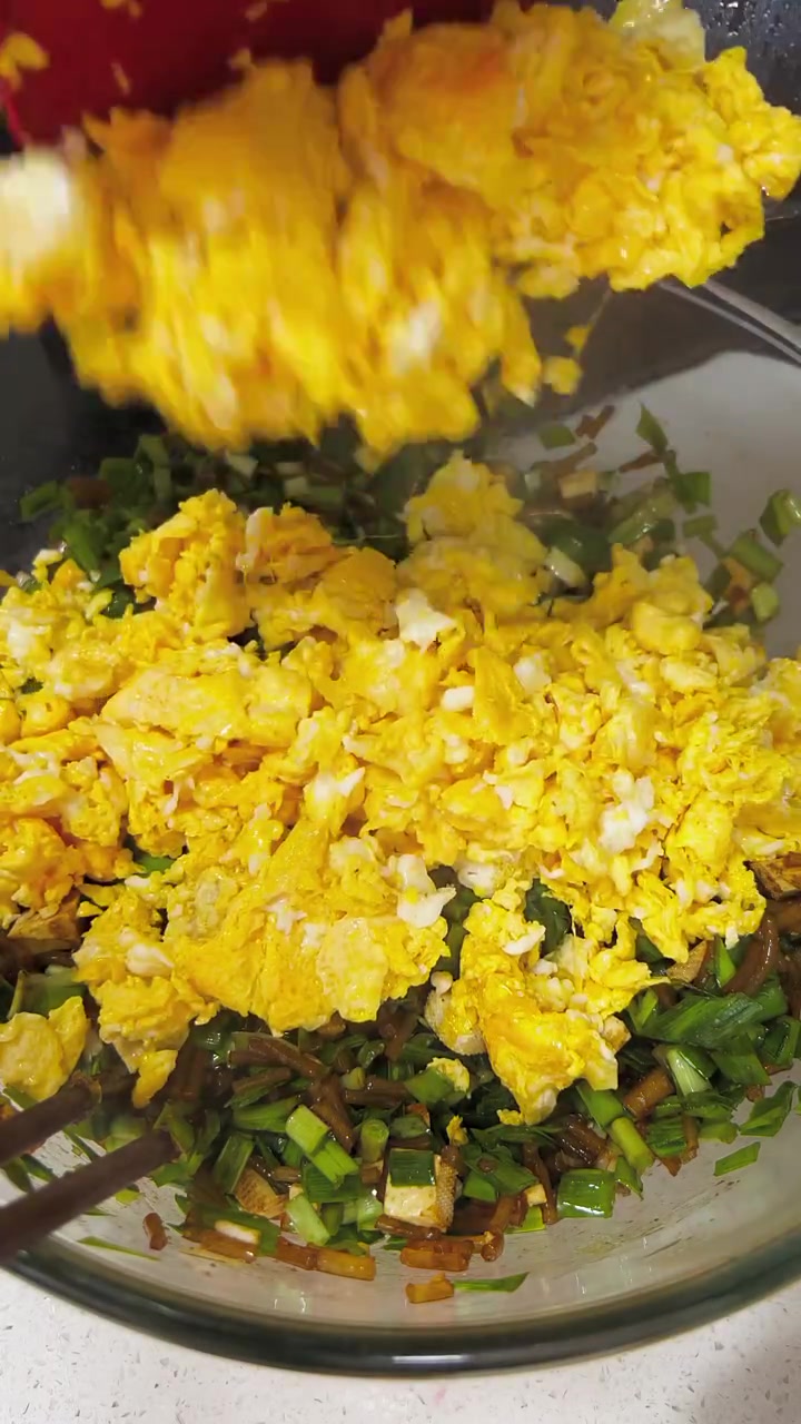 两个娃爱吃饺子今天安排,韭菜豆腐粉条馅的饺子