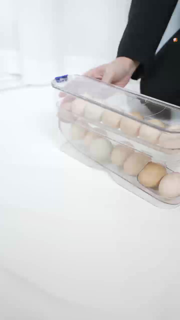 专业厨房自动滚蛋式鸡蛋收纳盒冰箱专用滑梯式鸡蛋架家用透明鸡蛋
