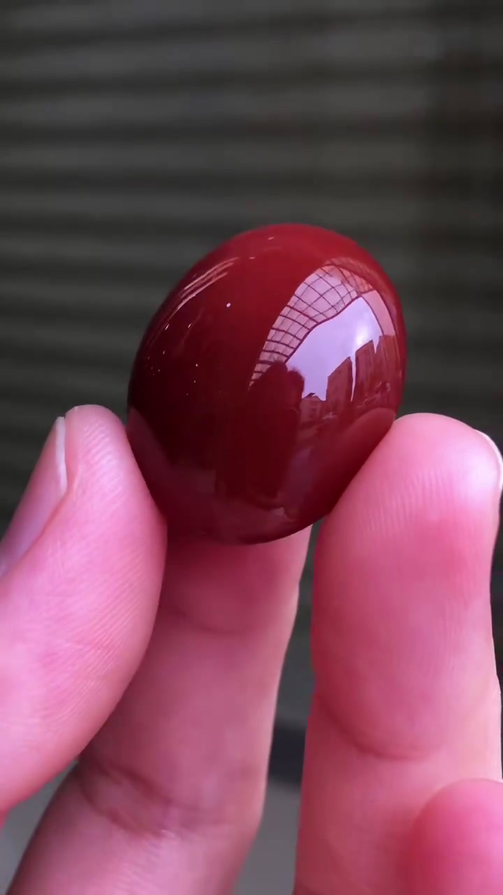 南红玛瑙玫红色纯色蛋面