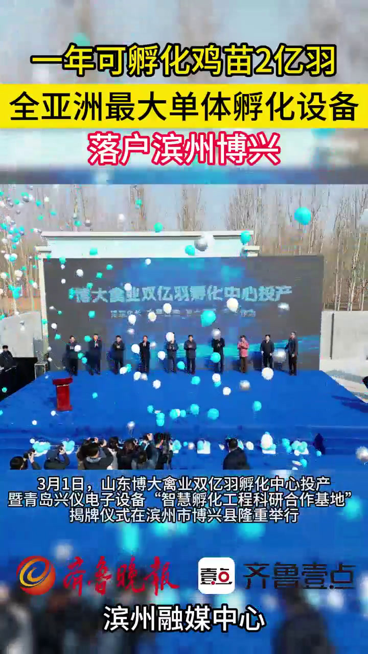 一年可孵化鸡苗2亿羽,亚洲最大单体孵化设备落户滨州博兴