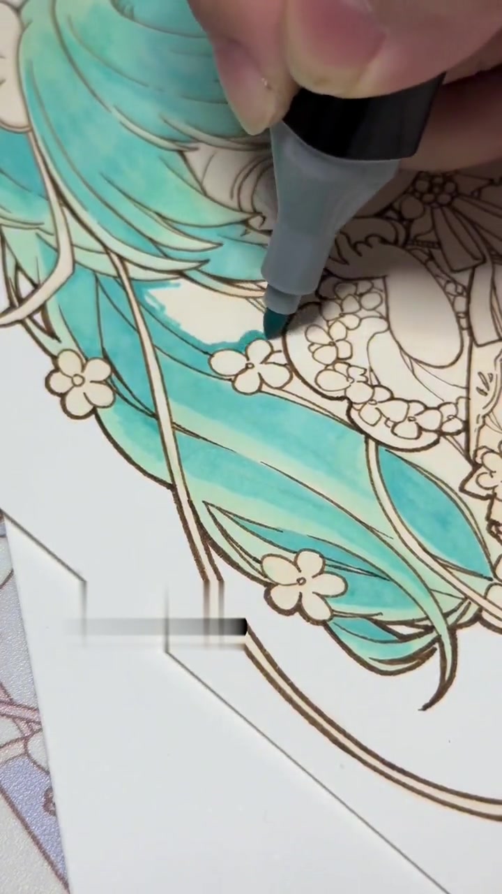 马克笔手绘 画画 稿件展示 手绘过程 初音未来