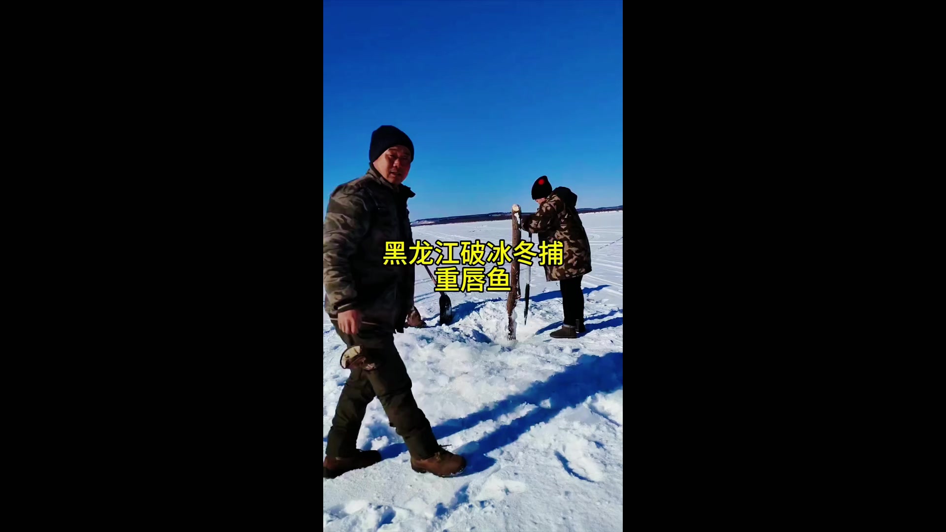 黑龙江破冰冬捕,喜获重唇鱼
