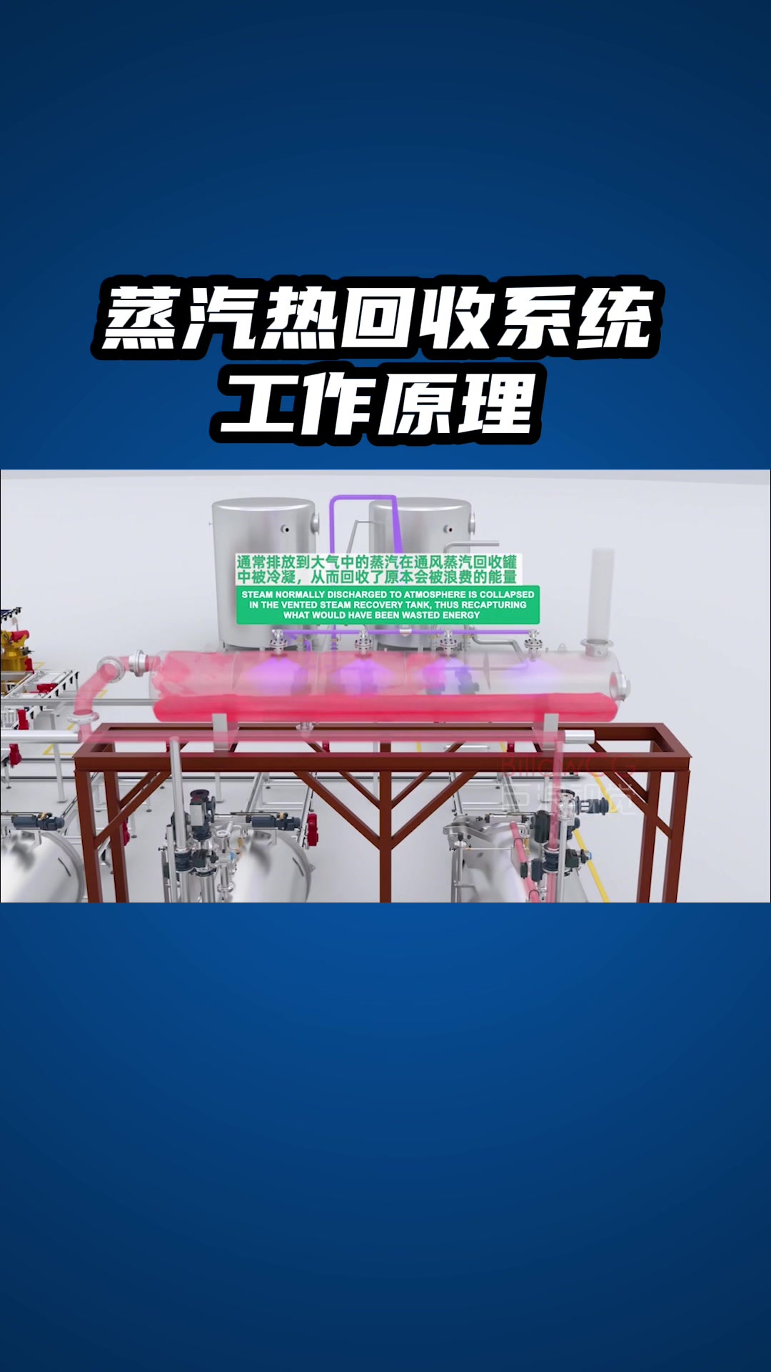 蒸汽热回收系统工作原理三维动画蒸汽灭菌锅工业节能设备