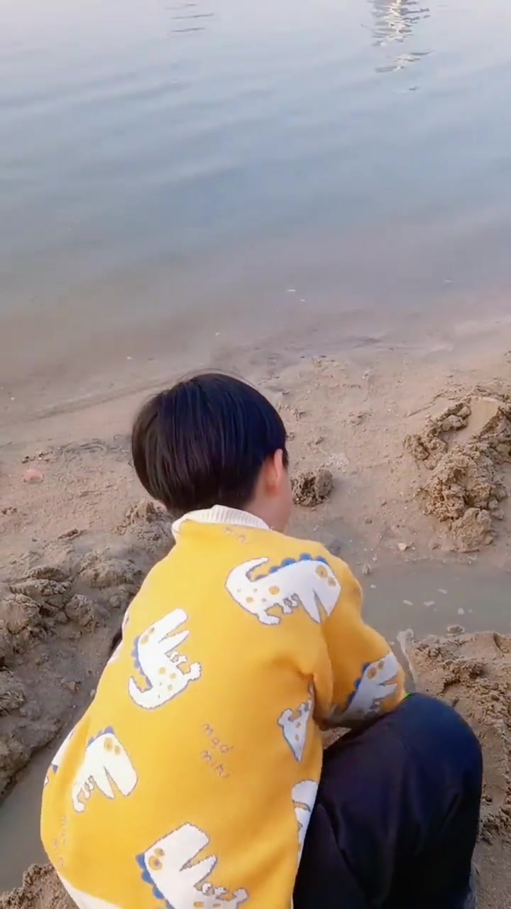 天鹅湖中无天鹅,小小沙滩快乐多,挖沙戏水干劲足