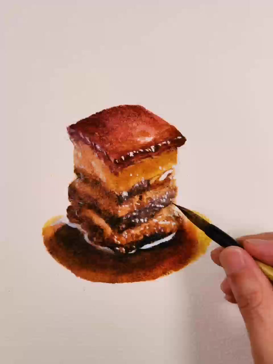 简单易学的红烧肉画法—水彩画教程