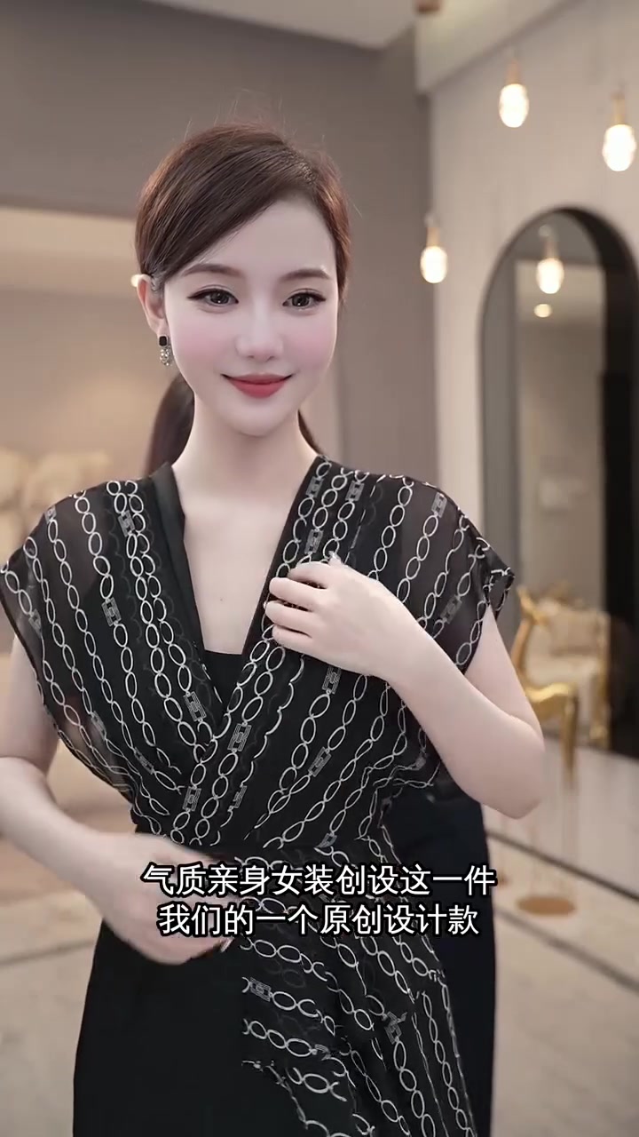 温柔奶茶色提花面料,高腰设计气质女装原创设计
