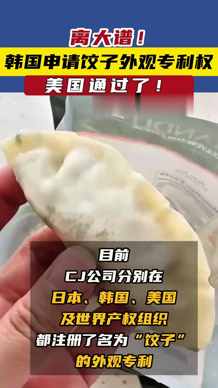 离大谱!韩国申请饺子外观专利权,美国通过了!