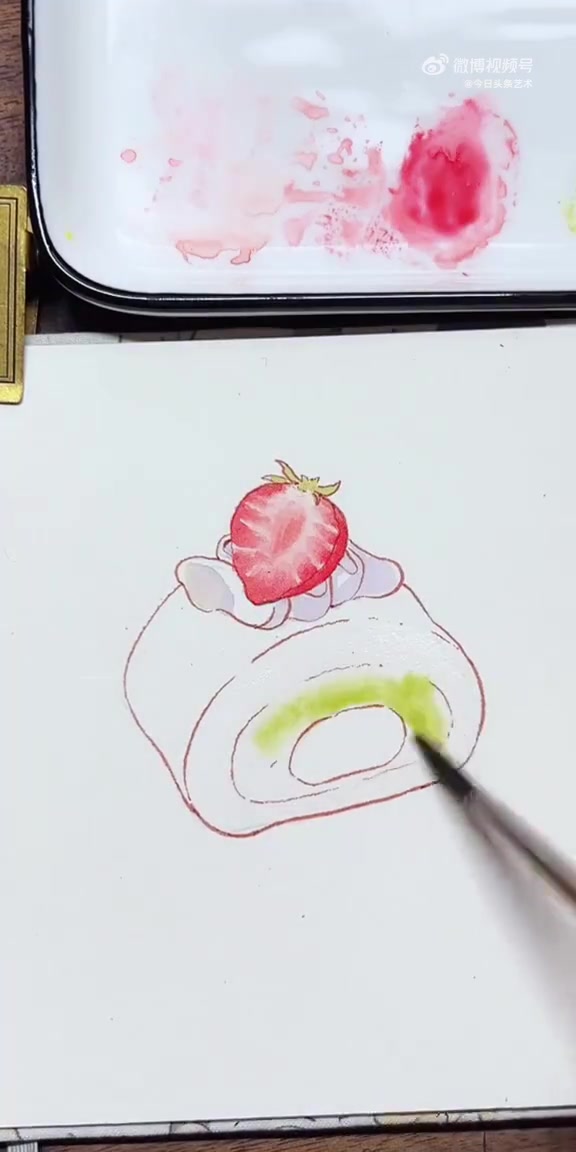 如何用水彩画一块蛋糕