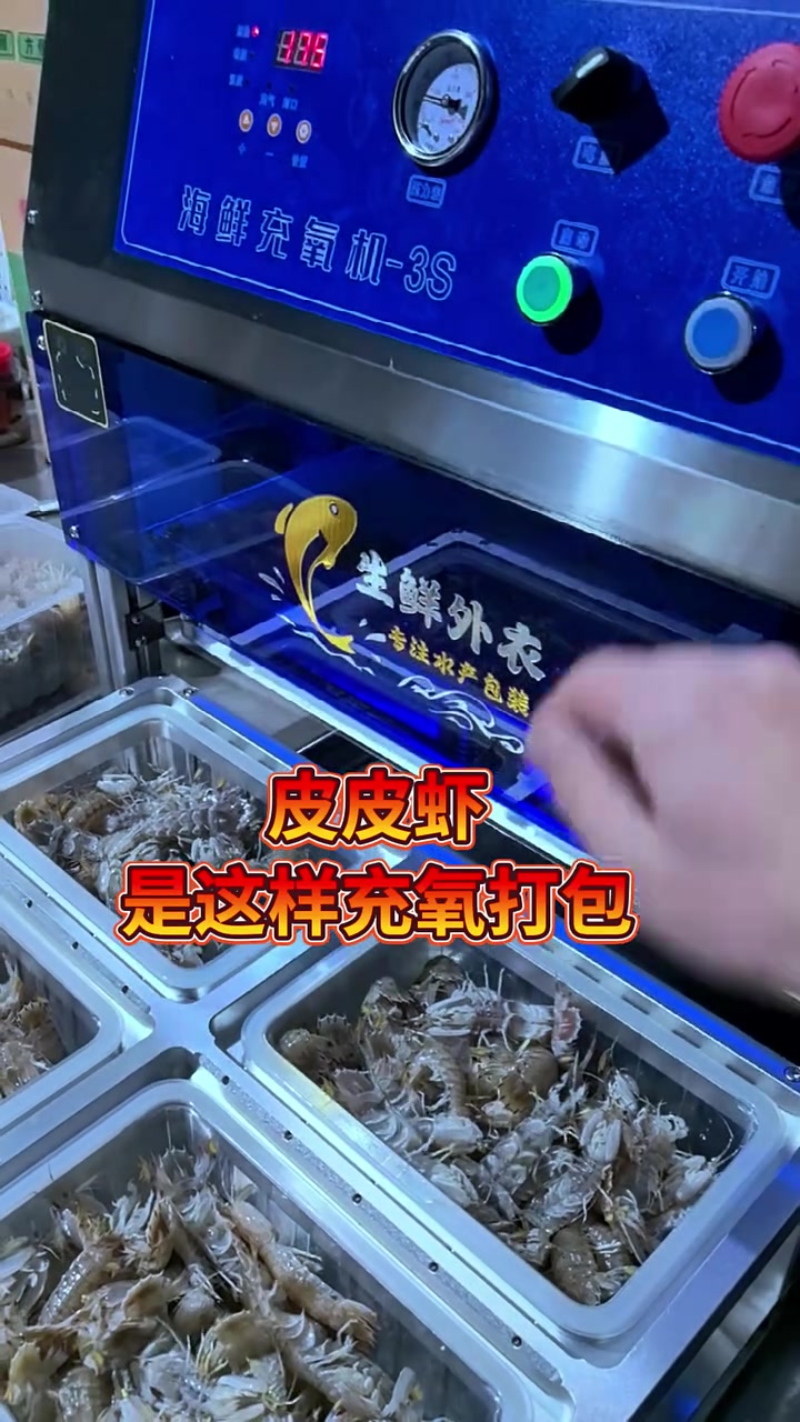 皮皮虾打氧很方便呀每天皮皮虾充氧打包几百份也是轻轻松松 生鲜外衣 皮皮虾 帝王蟹充氧包装 