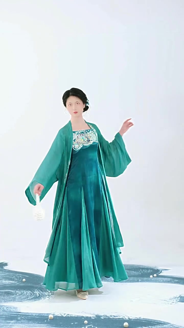 好适合去海边!海鲛珠绝美渐变珠光纱鱼尾连衣国风裙!“蓝海鱼姬,跃鳍浮光” 织造司「新国风系