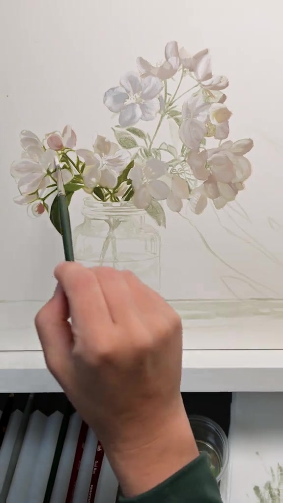 手绘超写实静物花瓶