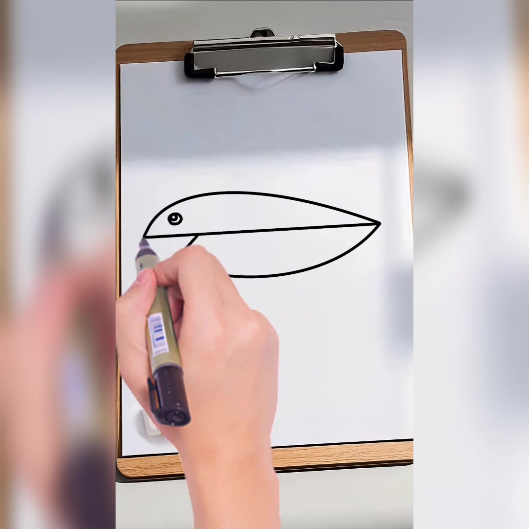 创意简笔画,画鲨鱼