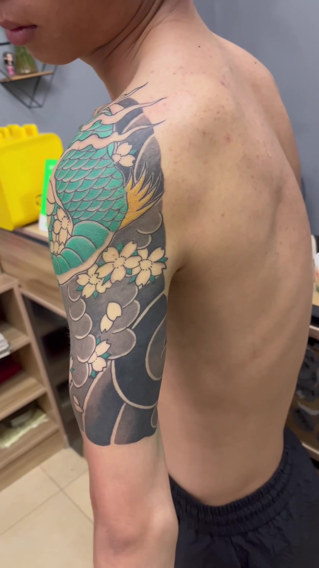半甲龙#彩色龙纹身#老传统纹身#吴江酷客纹身#吴江刺青