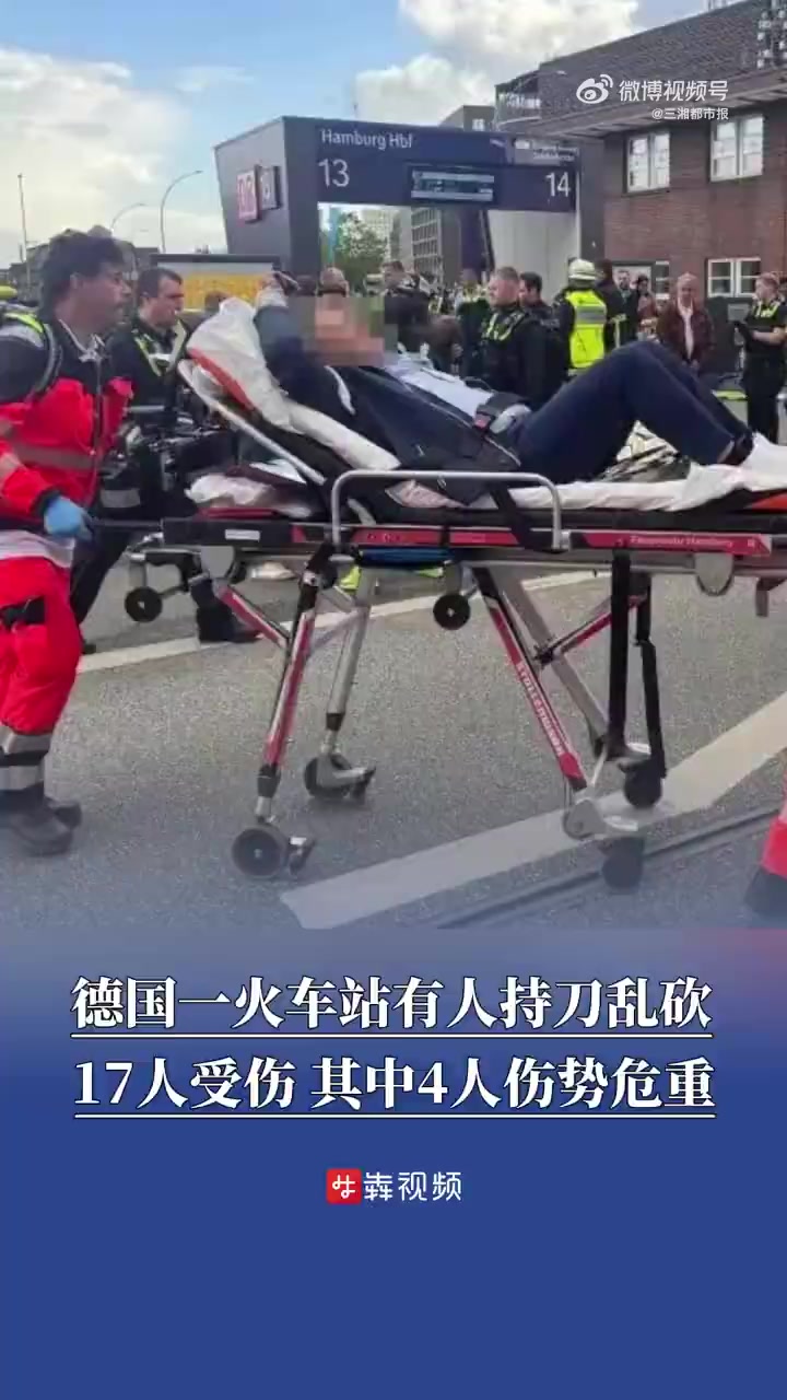 当地时间5月23日,德国北部城市汉堡中央火车站发生一起持刀袭击事件,造成17人受伤,其中4
