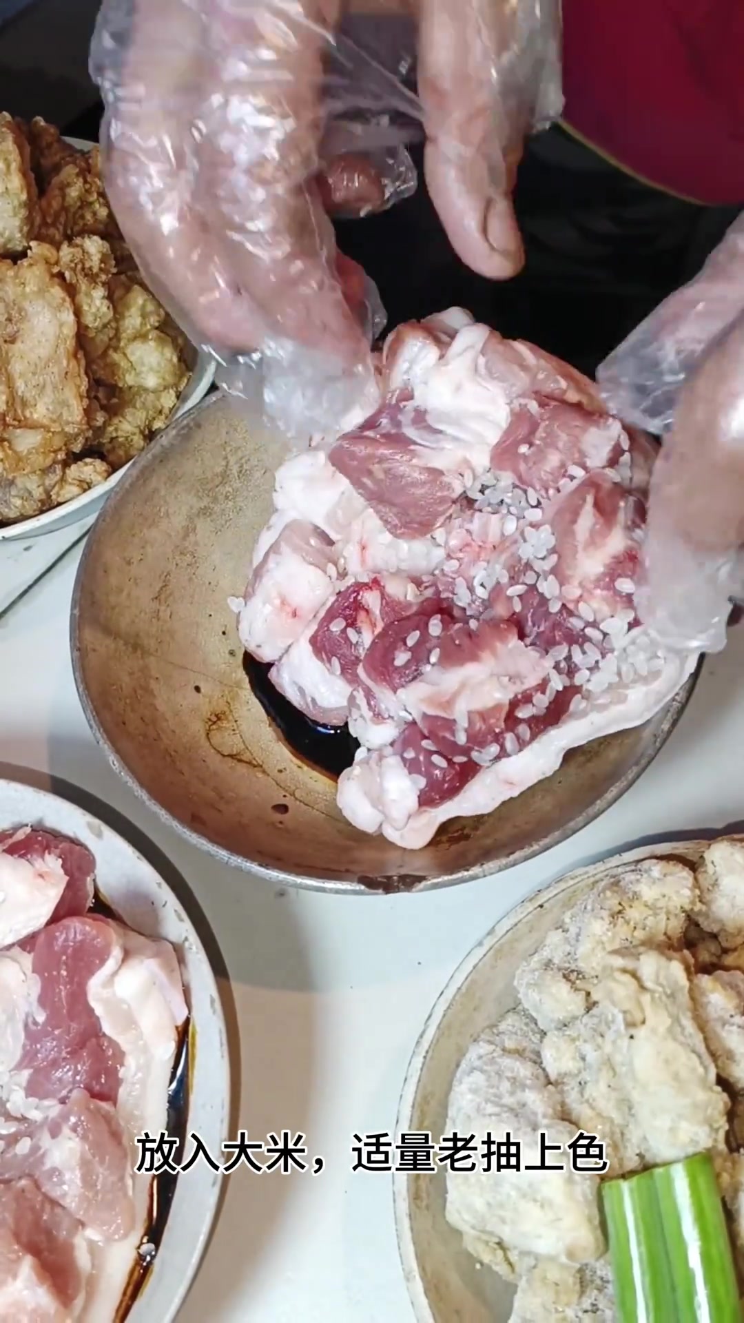 农村蒸大席蒸方肉,烩白菜豆腐好吃!小时候的味道来了