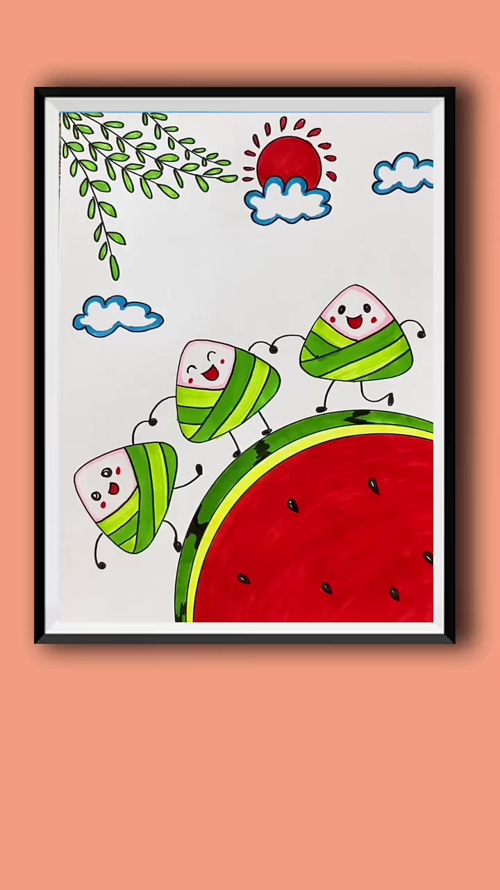 端午主题儿童画教程,用家中盘子创作,亲子手工活动乐趣多