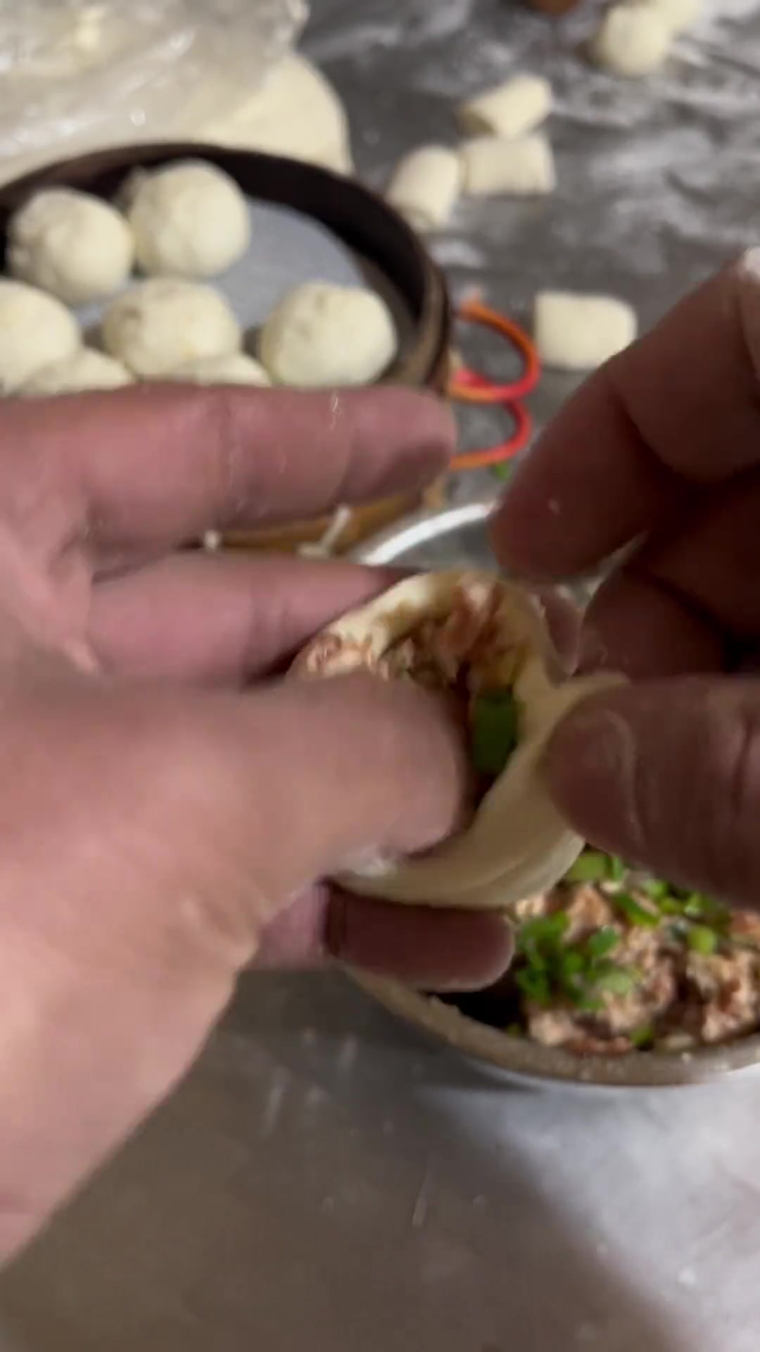 包子馅:肉泥500克,生姜20克,蚝油5克,酱油5克,盐8克,水200克,鸡精5克,味精3