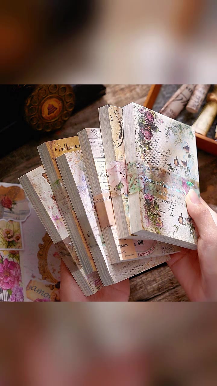 早沫 繁花回音系列素材纸本轻复古文艺背景纸手帐DIY便签打底纸