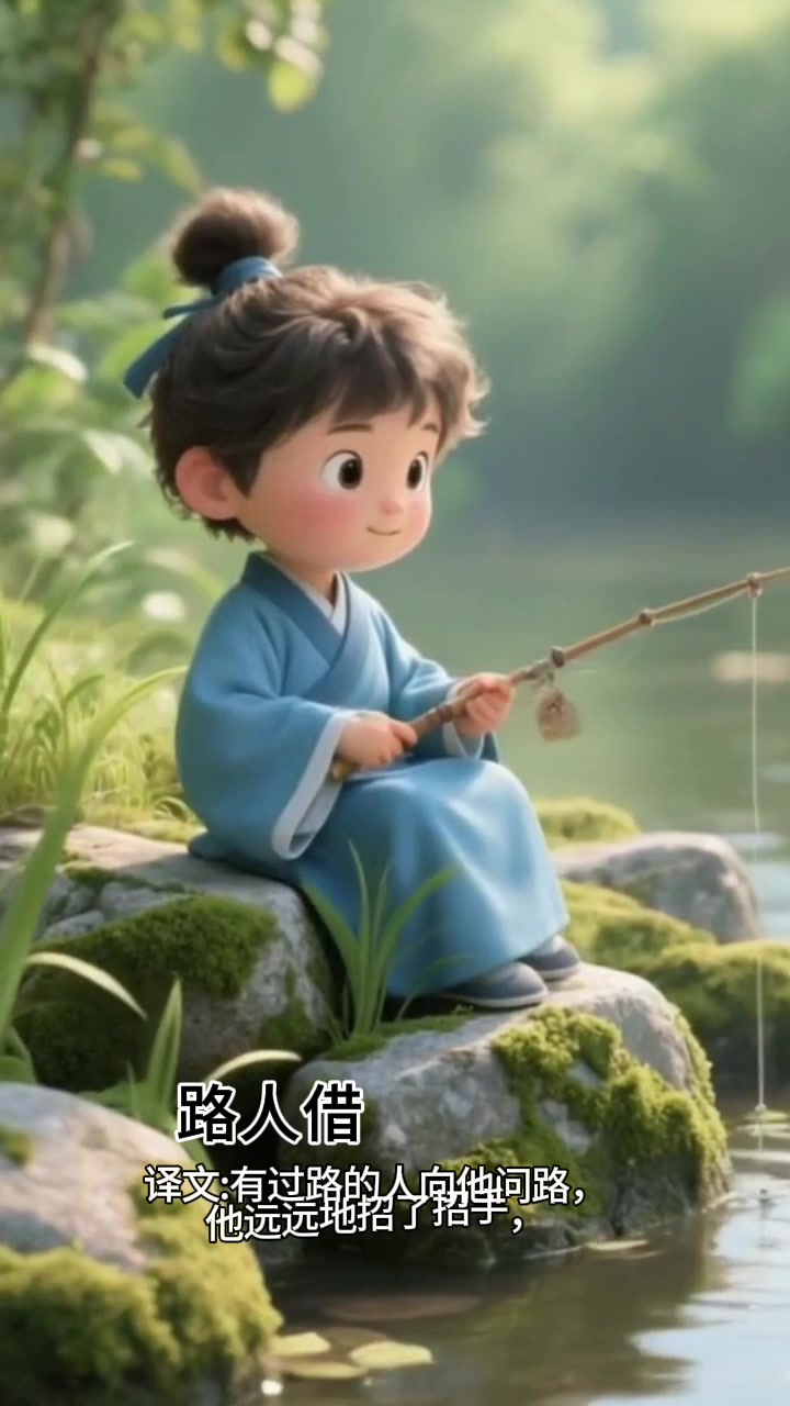 《小儿垂钓》唐·胡令能生动描绘了一个小孩专心致志钓鱼的情景