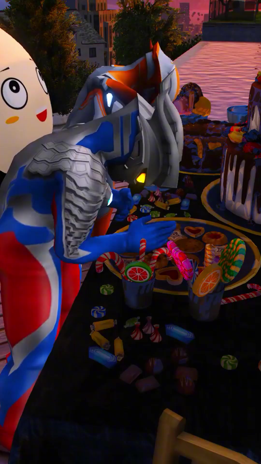 格力桥赛罗狂吃蛋糕,奥特之王爷爷急派奥特曼打怪兽