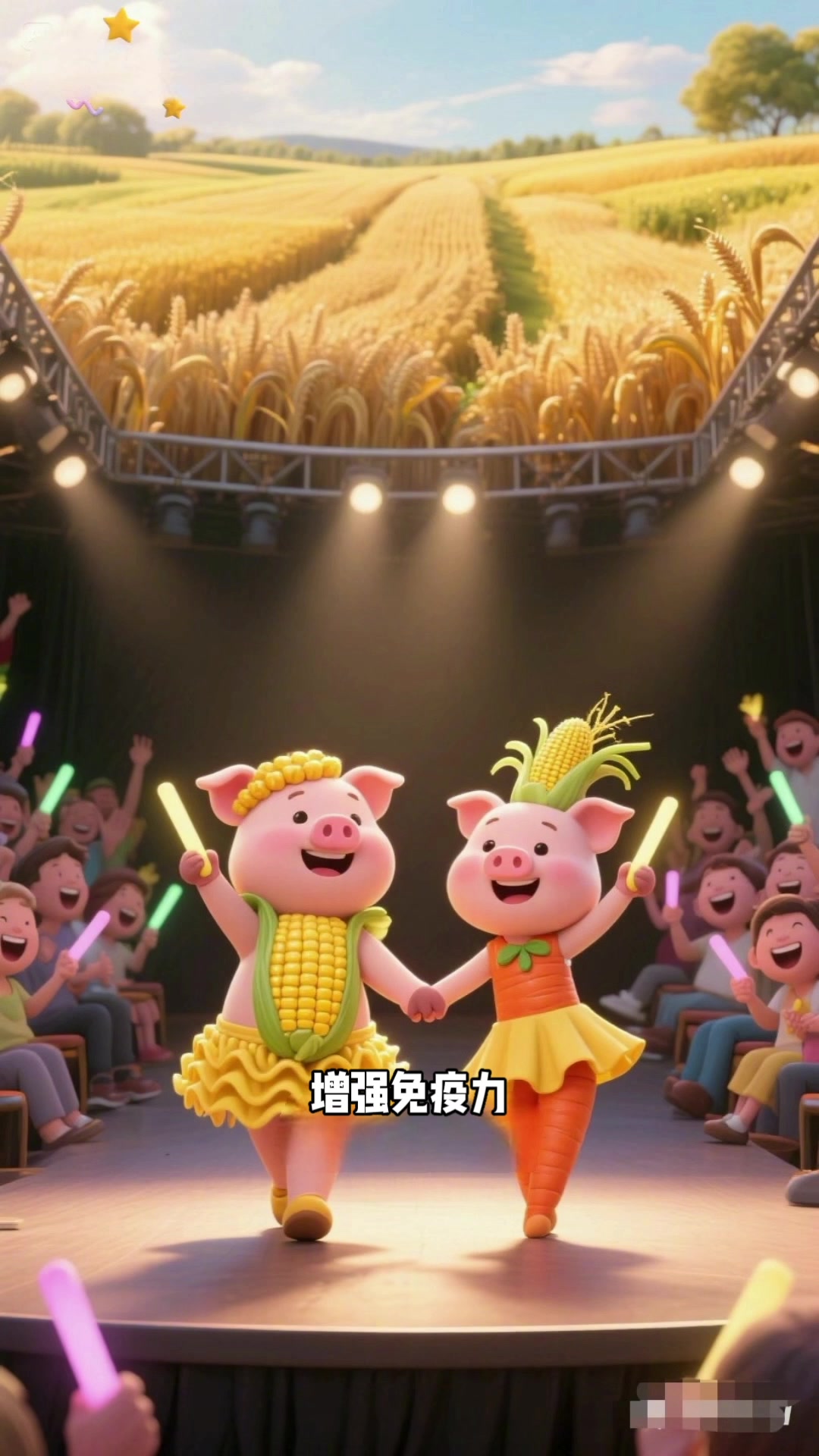 公园小猪说玉米和胡萝卜的妙用