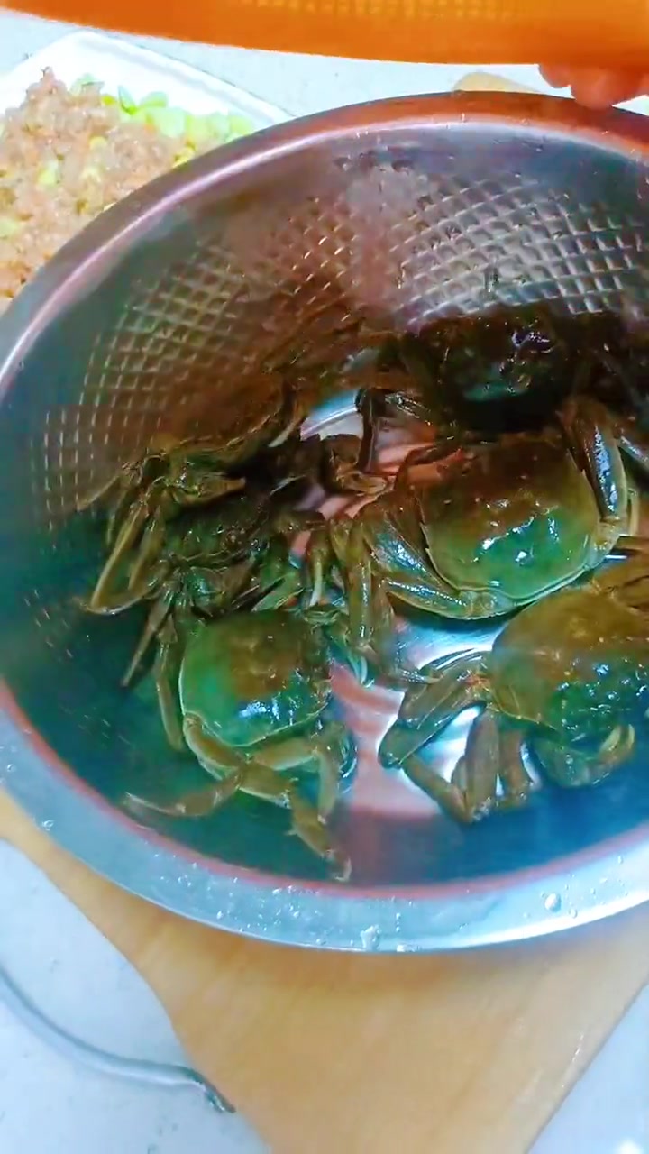 家常菜,毛豆肉沫蒸蟹