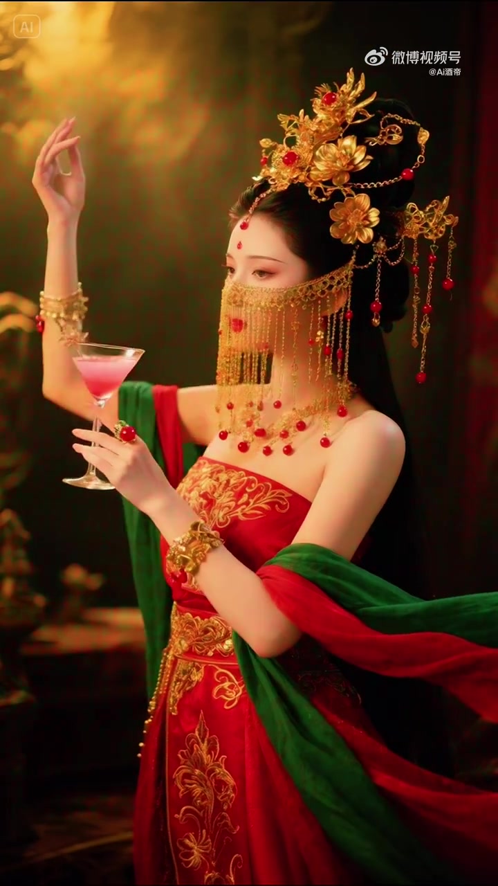 美人持盏,一笑倾城!我请美女喝杯酒系列 之 国风美女鸡尾酒