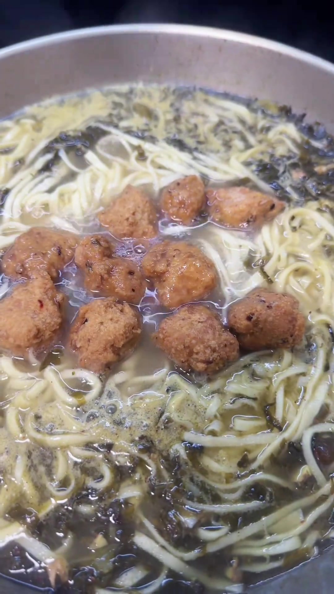 简单的晚餐咸菜面条？