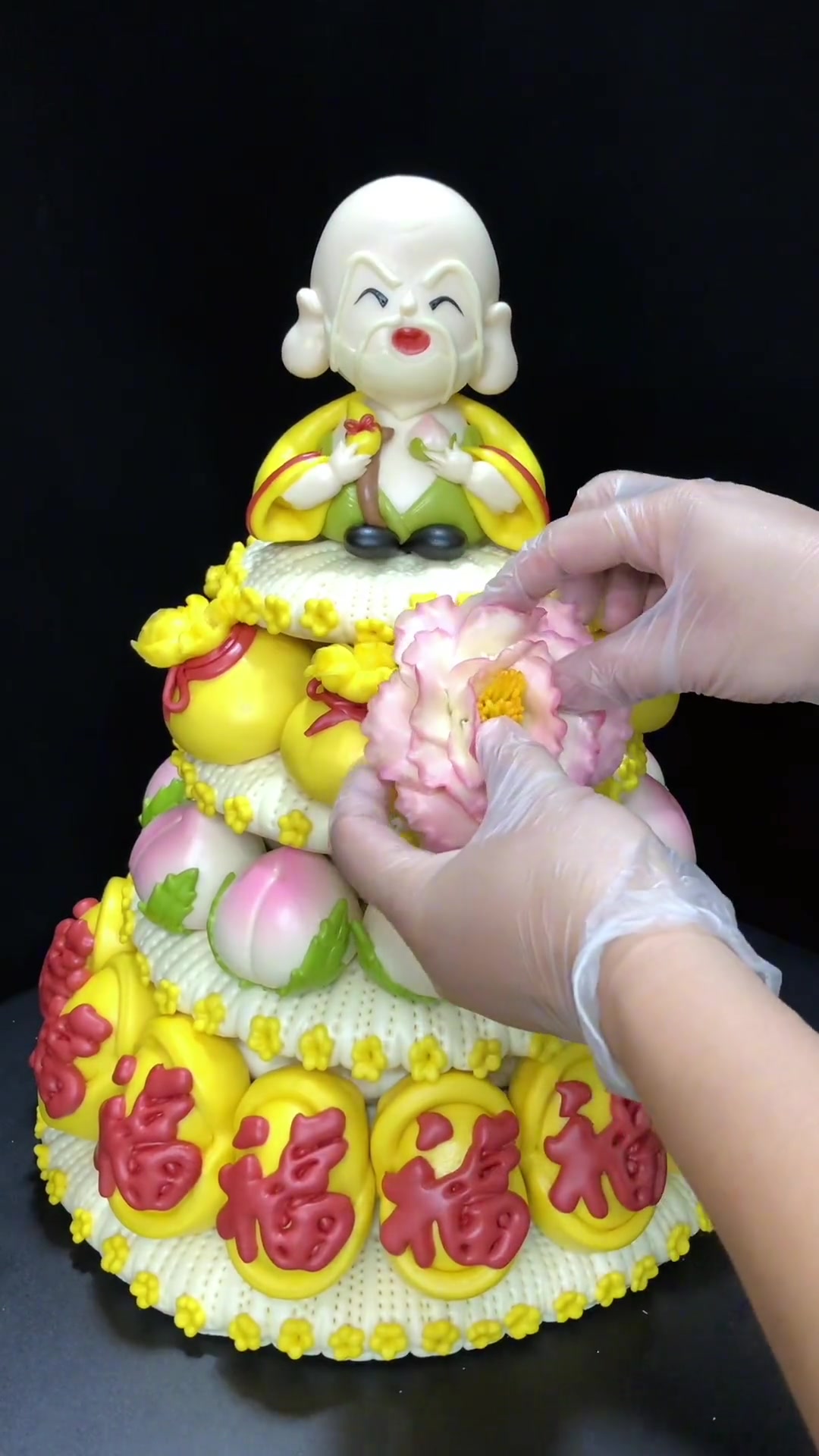 实地第四天，中国风祝寿馒头，成品12斤重，老人过寿首选，寓意健康长寿，福乐绵绵